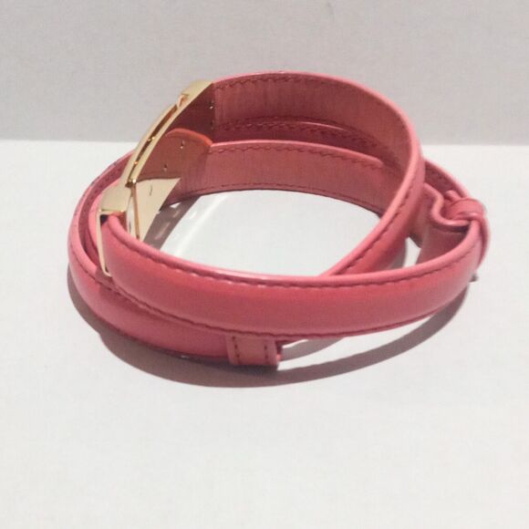 J.McLaughlin Pink Leather Skinny Belt-Size S/M-Gold Hardware-Adjustable- - Picture 2 of 9